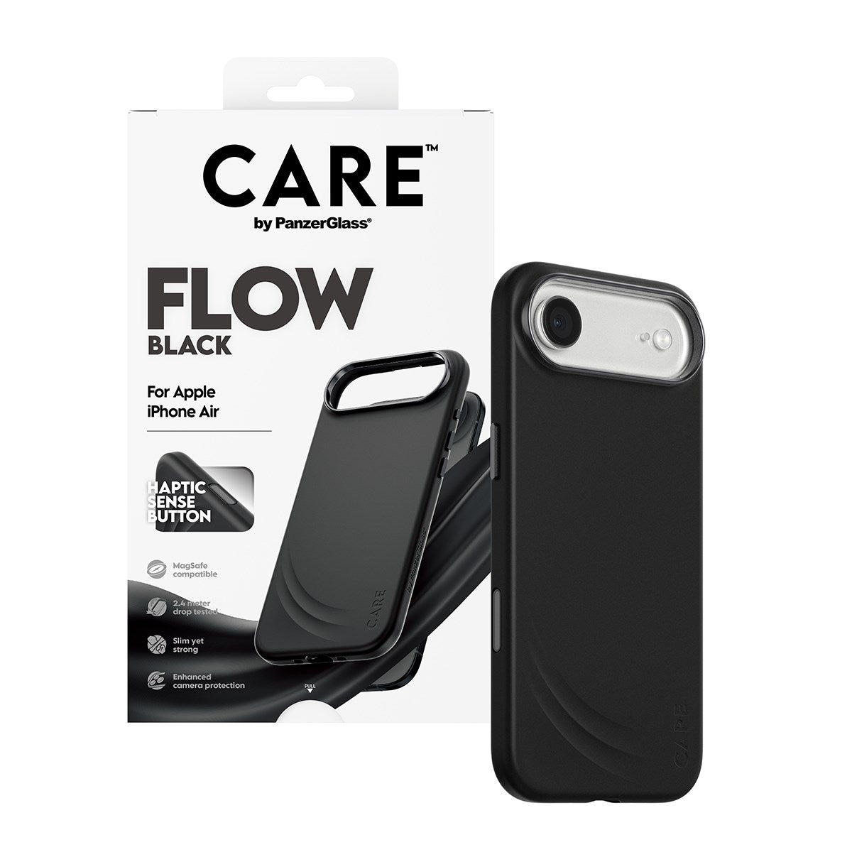 CARE by PanzerGlass® Feature FLOW Case Schwarz m. Cutout for Haptic & MagSafe iPhone Air